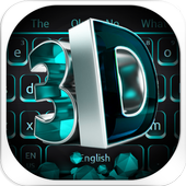 Bàn phím ánh sáng màu xanh 3D icon