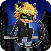 Running Black Cat and Chibi