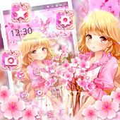 Pink Blossom Sakura Girl Theme icon