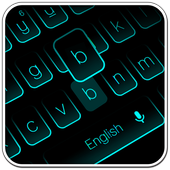 Tastiera al neon blu nero icon