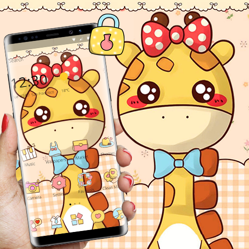 ikon Cute Cartoon Giraffe Bowknot Theme