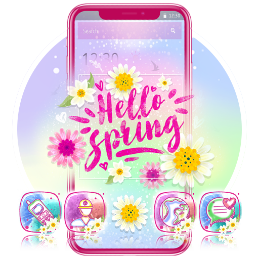 Pink Aesthetic Hello Spring Words Theme icon