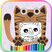 coloring little cat icon