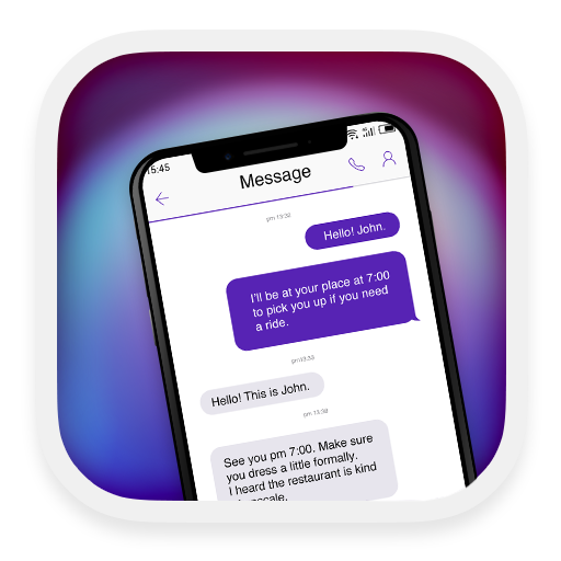 Phone X Purple - message theme icon
