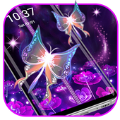Neon Butterfly Zipper Lock Theme icon