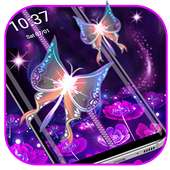 Neon Butterfly Zipper Lock Theme on 9Apps