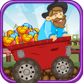 Speedy gold cart : rail track icon