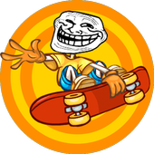 Trollface متزلج - مضحك ميمي لعبة فيديو أيقونة