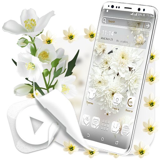 White Flower Launcher Theme icon