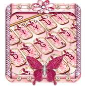 Pink Sparkling Diamond Butterfly Keyboard Theme on 9Apps