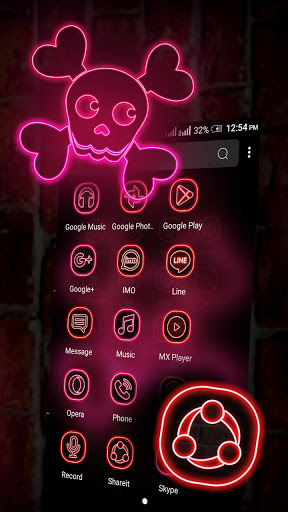 Neon Skull Launcher Theme screenshot 3
