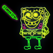 Draw Glow &amp; coloring Cartoon icon