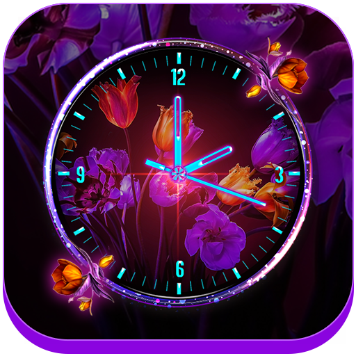 Neon Flower Clock Live Wallpaper icon