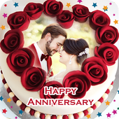 nome foto sulla torta anniversario icon