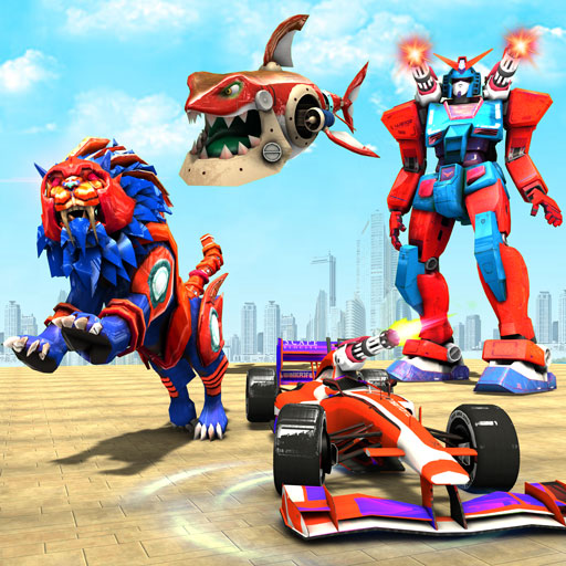 Lion &amp; shark robot car games icon