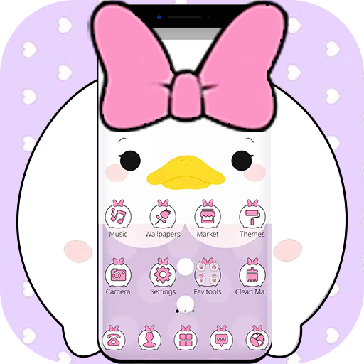 Cartoon Girl Duck Bowknot Theme icon