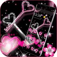 Pink Black Glitter Diamond Heart Key Theme on 9Apps