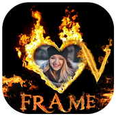 fire text name art photo frame editor icon