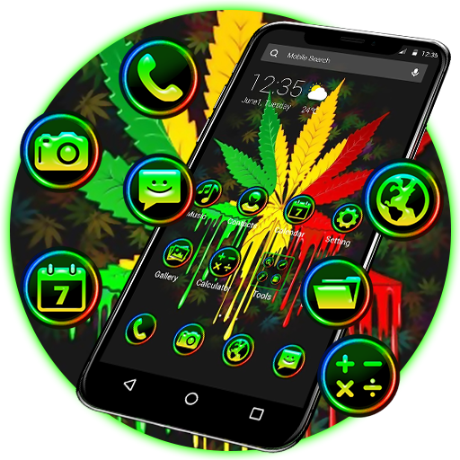 ikon Neon Colorful Weed Smoke APUS Launcher Theme