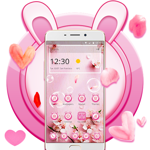 Pink flower rabbit theme icon