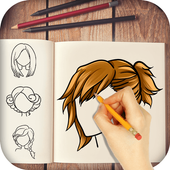 Girl HairStyle Drawing icon