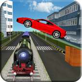 Highway Traffic Car Stunt On Train