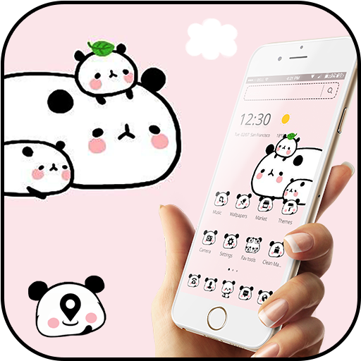 Cute Pink Cartoon Panda Baby Theme أيقونة