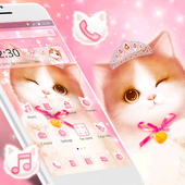 Cute Pink Fluffy Cat Theme أيقونة