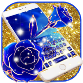 Gold Blue Rose Keyboard Theme icon