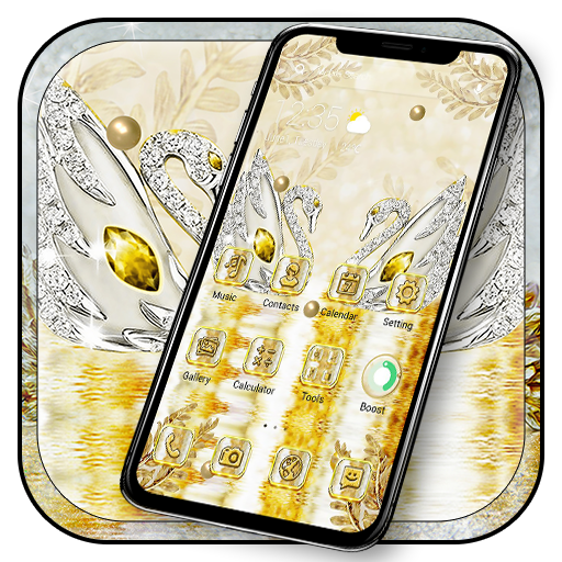 Golden Luxury Diamond Swan Theme أيقونة
