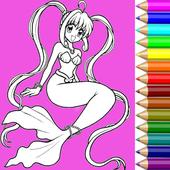 coloring mermaid icon