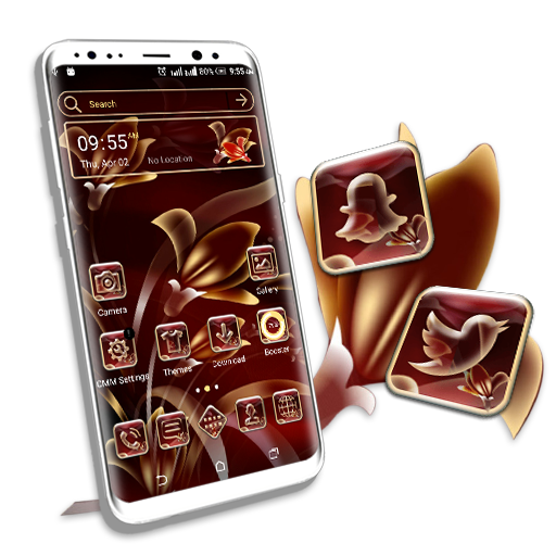 Red Floral Launcher Theme icon