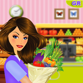 Supermarket Grocery Shopping Girl icon