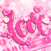 Glitter Pink Love Heart Keyboard Theme icon