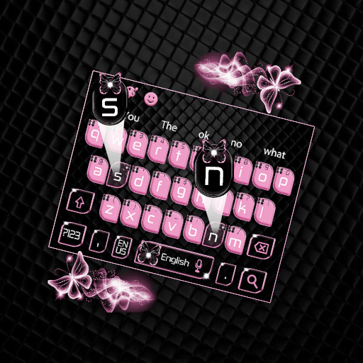 Pink Black Butterfly Keyboard Theme icon