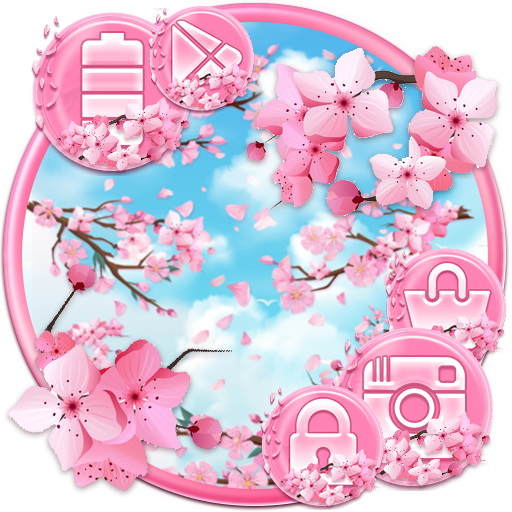 Pink Sakura Blossom Spring Morning Theme أيقونة