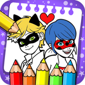 coloring ladybug and cat noir miraculou icon