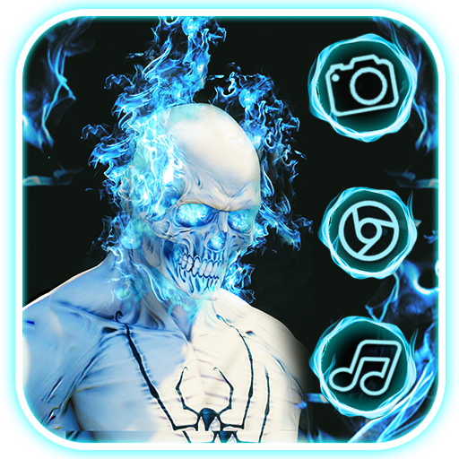 Fire, Blue, Skull Themes, Live Wallpaper icon