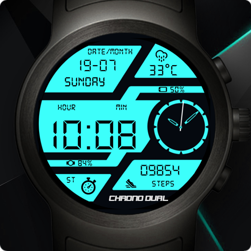 Chrono Dual Watch Face &amp; Clock Live Wallpaper icon