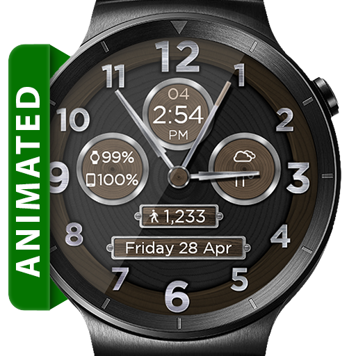 Brushed Wood HD Watch Face Widget &amp; Live Wallpaper أيقونة