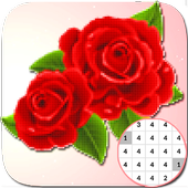 Roses Flowers Coloring - Color By Number_PixelArt icon