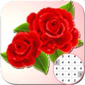 Roses Flowers Coloring - Color By Number_PixelArt on 9Apps