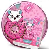 Cute Pink Donut Cat Keyboard Theme on 9Apps