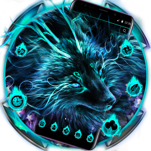 Blue Magic Supernatural Neon Wolf Theme icon