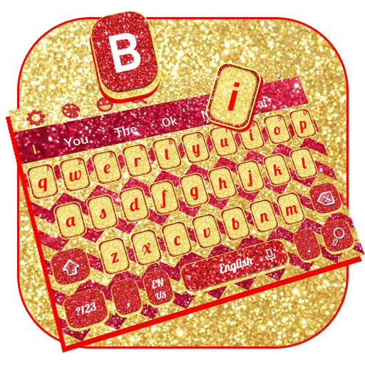 Gold Red Glitter Zigzag Keyboard Theme иконка