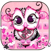 Spotprent uil roze toetsenbord thema icon