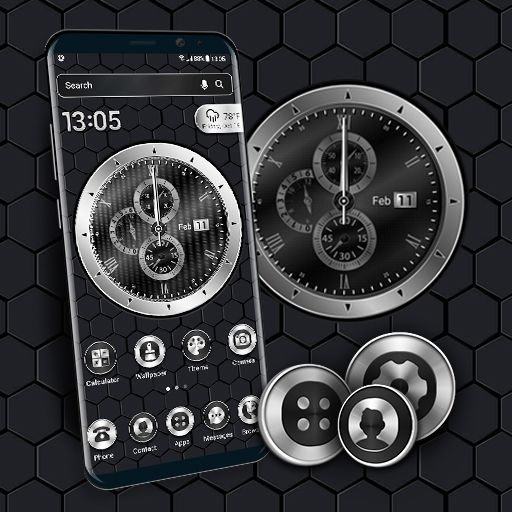 Black Analog Clock Launcher Theme 2019 icon