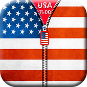 USA Flag screen Zipper lock icon