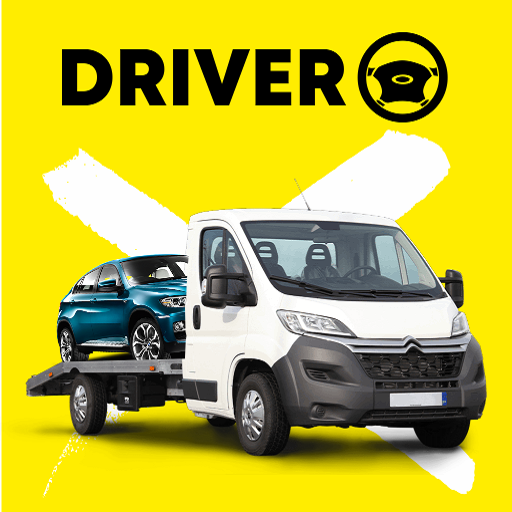 Recovery truck driver icon