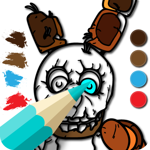 five cartoon coloring game at night icon